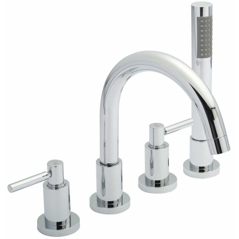 Hudson Reed Tec Lever 4-Hole Bath Shower Mixer Tap with Shower Kit and Hose Retainer