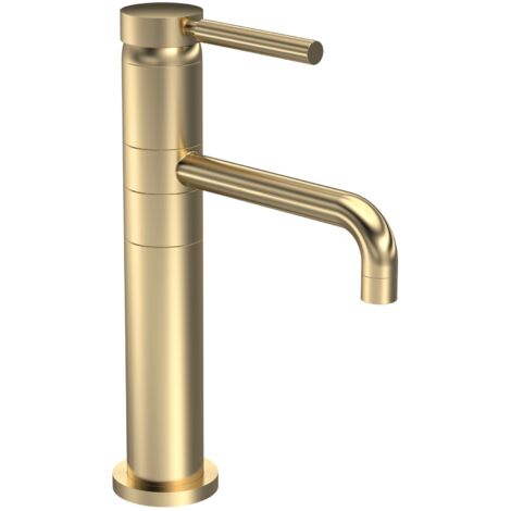 Hudson Reed Tec Lever Brushed Brass High Rise Basin Mixer Tap - PN870