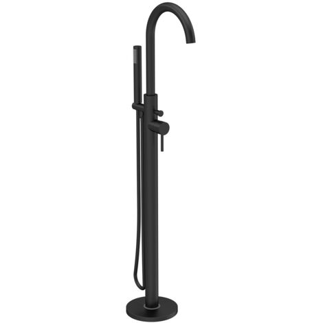 Hudson Reed Tec Lever Matt Black Floor Standing Mono Bath and Shower Mixer Tap - PN421
