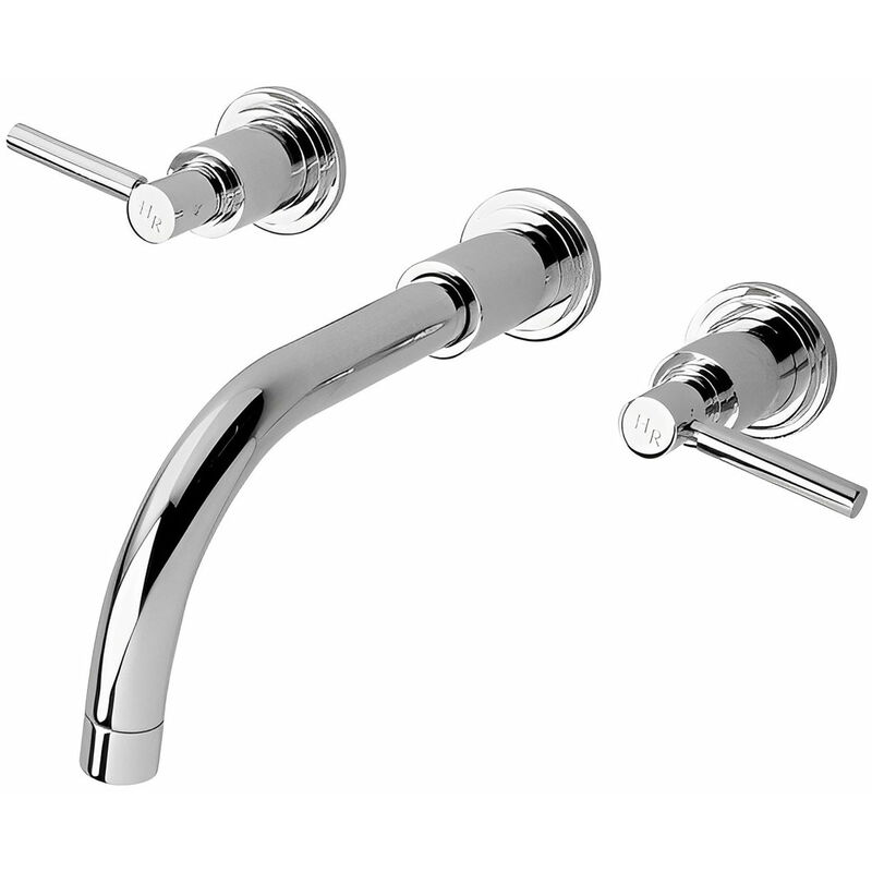 Tec Lever 3-Hole Basin Mixer Tap Wall Mounted Chrome - Hudson Reed