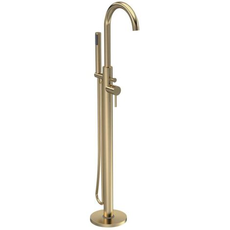 Hudson Reed Tec Single Lever Elite Mono Bath Shower Mixer Tap Freestanding - Brushed Brass