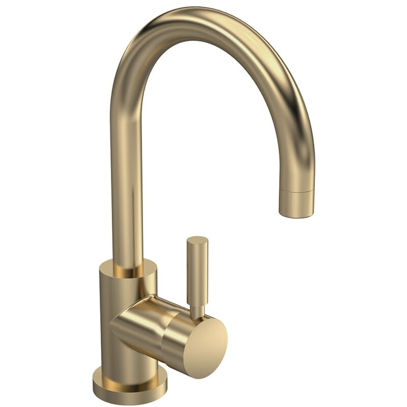 Tec Single Lever Side Action Mono Basin Mixer Tap with Waste - Brushed Brass - Hudson Reed