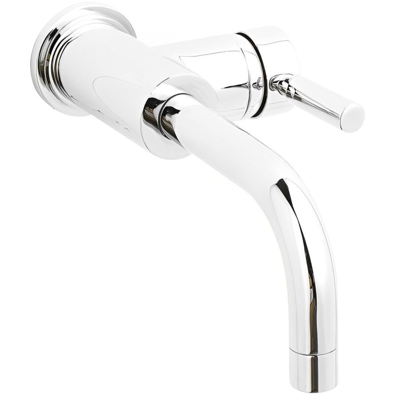Tec Single Lever Side Action Basin Mixer Tap Wall Mounted Chrome - Hudson Reed