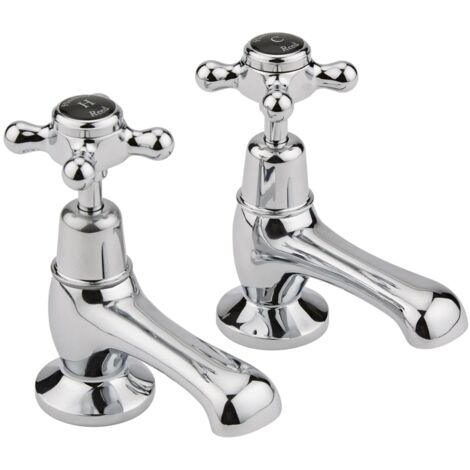 Hudson Reed Topaz Black Crosshead Basin Taps Dome Collar