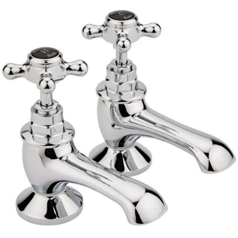 Hudson Reed Topaz Black Crosshead Bath Taps Hexagonal Collar