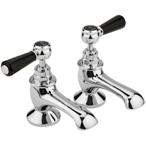 Hudson Reed Topaz Black Lever Bath Tap Hexagonal Collar