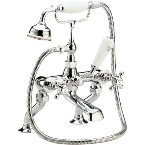 Hudson Reed Topaz Hexagonal Crosshead Bath Shower Mixer Tap Pillar Mounted - Chrome