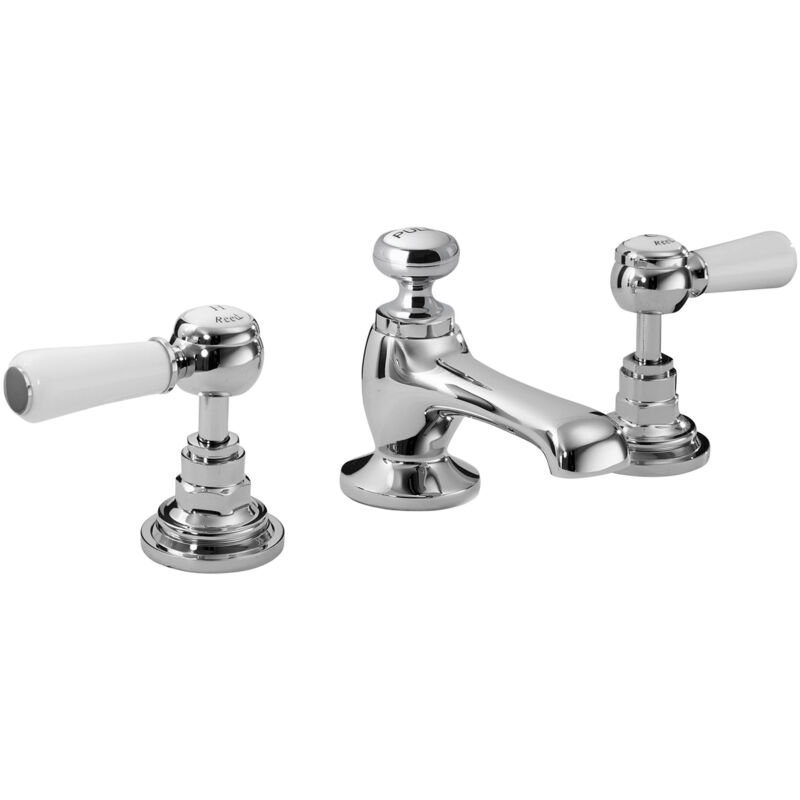 Topaz 3 Hole Dual Lever Basin Mixer Tap with Pop Up Waste - Chrome - Hudson Reed