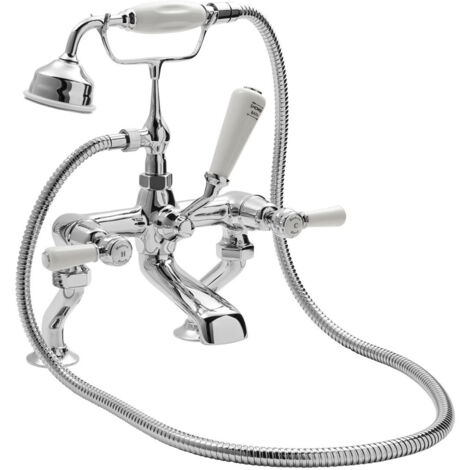 Hudson Reed Topaz Lever Pillar Mounted Bath Shower Mixer Tap - Chrome