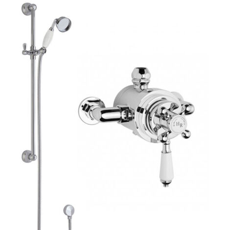 Hudson Reed Traditional Dual Exposed Shower Valve with Slider Rail Kit - Chrome