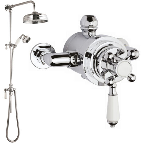 Hudson Reed Traditional Exposed Shower Valve with Rigid Riser Kit - Chrome