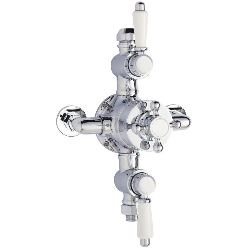 Victorian Exposed Shower Valve Triple Handle - Chrome - Nuie