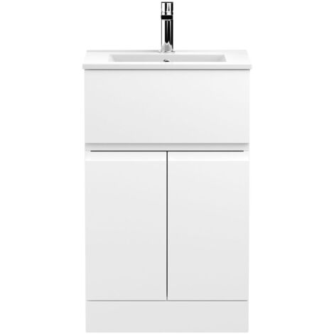Hudson Reed Urban Floor Standing Vanity Unit with Basin 2 Satin White - 500mm Wide