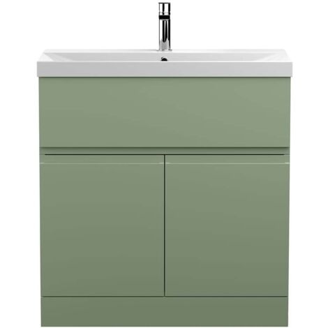 Hudson Reed Urban Floor Standing Vanity Unit with Basin 3 Satin Green - 800mm Wide