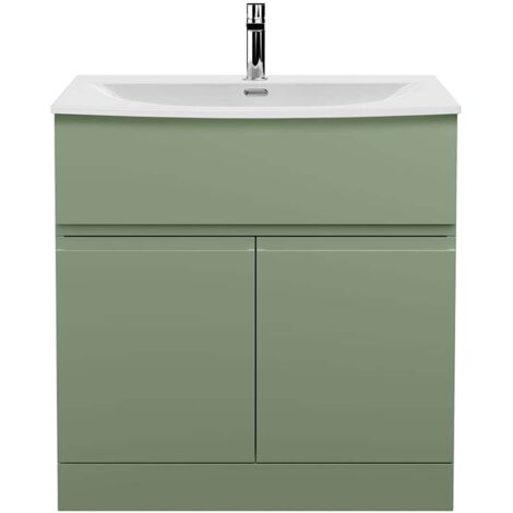 Hudson Reed Urban Floor Standing Vanity Unit with Basin 4 Satin Green - 800mm Wide