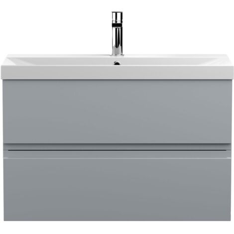 Hudson Reed Urban Wall Hung 2-Drawer Vanity Unit with Basin 3 Satin Grey - 800mm Wide