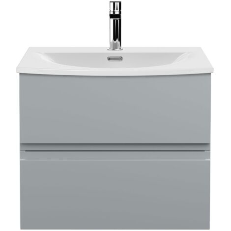 Hudson Reed Urban Wall Hung 2-Drawer Vanity Unit with Basin 4 Satin Grey - 600mm Wide