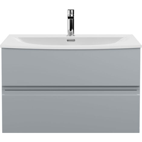Hudson Reed Urban Wall Hung 2-Drawer Vanity Unit with Basin 4 Satin Grey - 800mm Wide