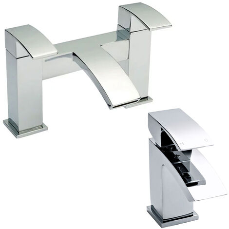 Hudson Reed Vibe Mono Basin Mixer Tap and Bath Filler Tap - Chrome