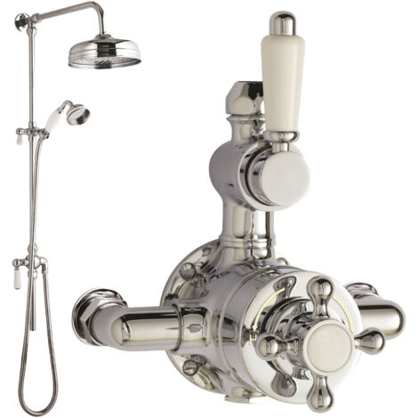 Hudson Reed Victorian Exposed Shower Valve with Rigid Riser Kit - Chrome