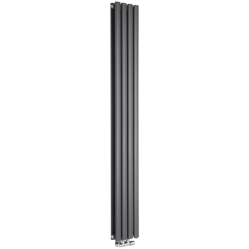 Vitality Caldae – Radiateur Design Vertical – Raccordement Central – Anthracite – 178 x 23.6cm Double Rang - Hudson Reed