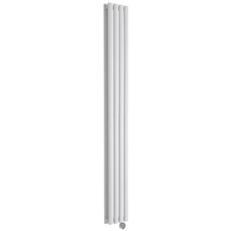 Hudson Reed Vitality Électrique - Radiateur Design Vertical Colonnes Ovales - Blanc - 178 x 23.6 cm - Double