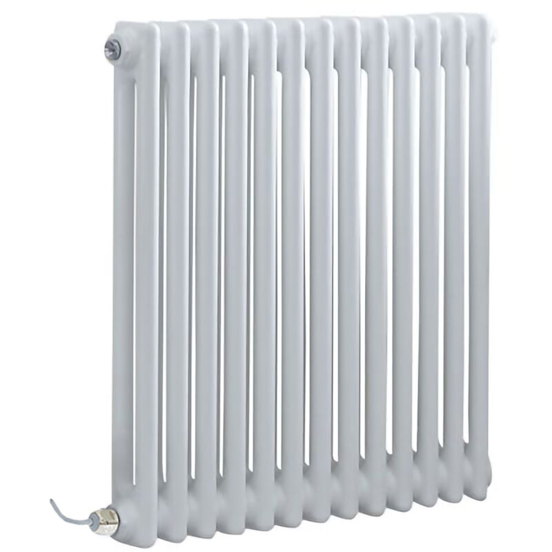 Windsor - Radiateur Électrique Style Fonte Rétro Horizontal Double Rang avec Thermostat Wi-Fi - Blanc - 60 cm x 60.5 cm - Hudson Reed