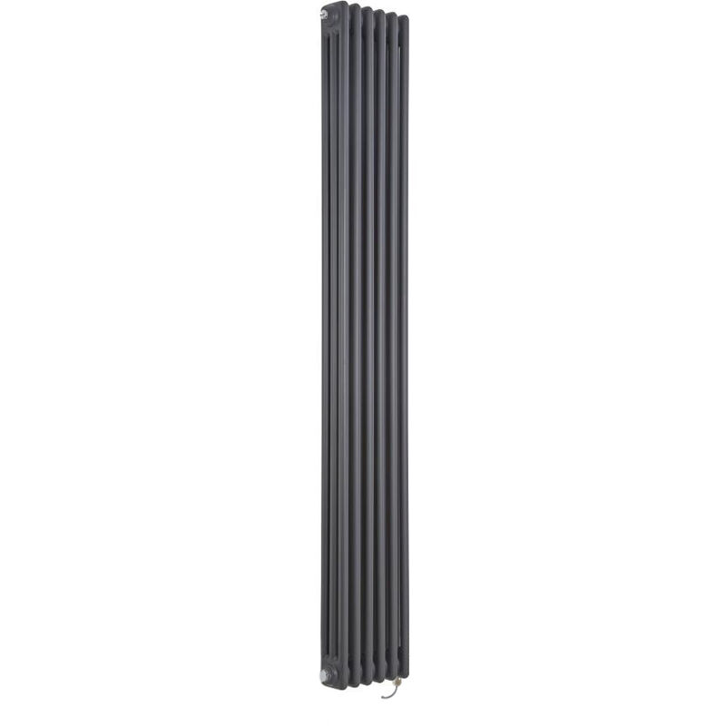 Hudson Reed Windsor - Radiateur Électrique Style Fonte Rétro Vertical Triple Rang - Anthracite - 180 cm x 29 cm
