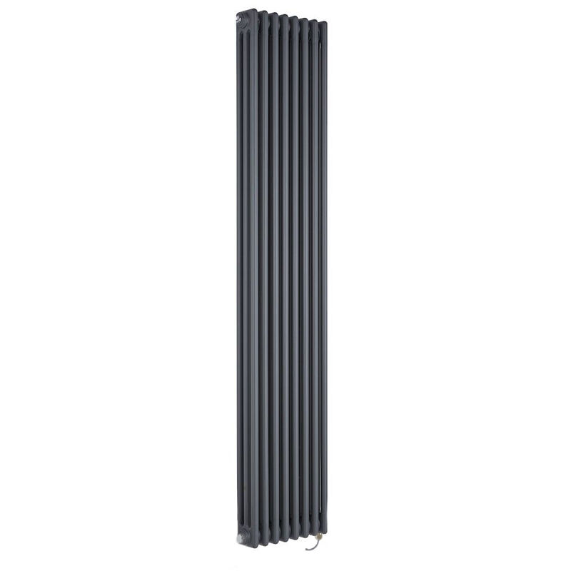 Windsor - Radiateur Électrique Style Fonte Rétro Vertical Triple Rang avec Écran Tactile - Anthracite - 180 cm x 38 cm - Hudson Reed