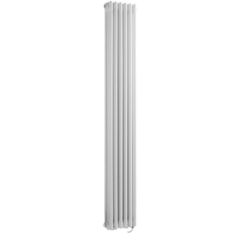 Hudson Reed - Windsor - Radiateur Électrique Style Fonte Rétro Vertical Triple Rang avec Thermostat Wi-Fi à écran tactile - Blanc - 180 cm x 29 cm