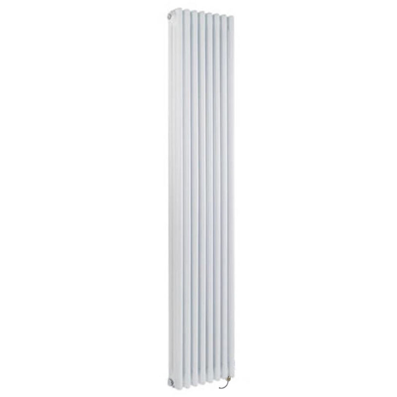 Hudson Reed - Windsor - Radiateur Électrique Style Fonte Rétro Vertical Triple Rang avec Thermostat Wi-Fi - Blanc - 180 cm x 38 cm