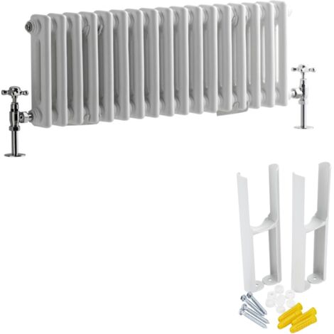 Hudson Reed Windsor - Radiateur Rétro Horizontal Double Rang - Blanc - 30cm x 78.5cm