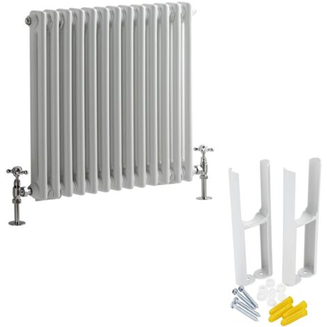 Hudson Reed Windsor - Radiateur Rétro Horizontal Double Rang - Blanc - 60cm x 60.5cm