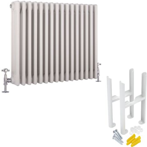 Hudson Reed Windsor - Radiateur Rétro Horizontal Quatre Rang - Blanc - 60cm x 78.5cm