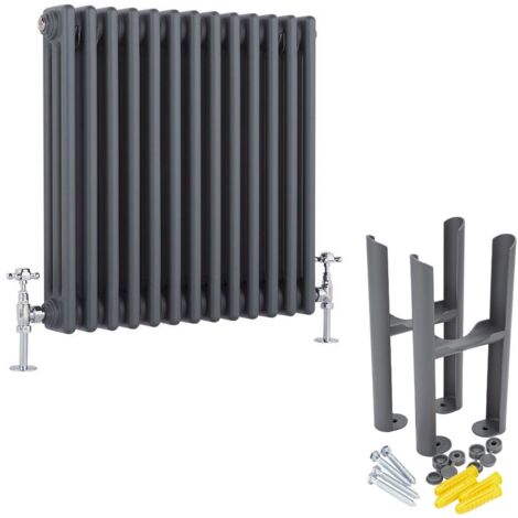 Hudson Reed Windsor - Radiateur Rétro Horizontal Triple Rang - Anthracite - 60cm x 58.5cm