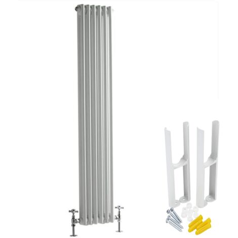 Hudson Reed Windsor - Radiateur Rétro Vertical Double Rang - Blanc - 150cm x 29cm