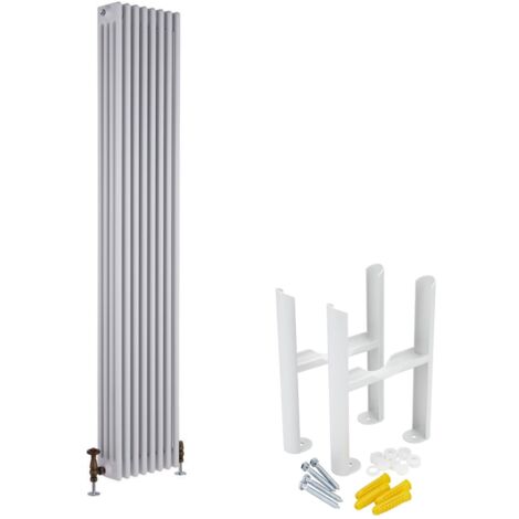 Hudson Reed Windsor - Radiateur Rétro Vertical Quatre Rang - Blanc - 180cm x 38cm