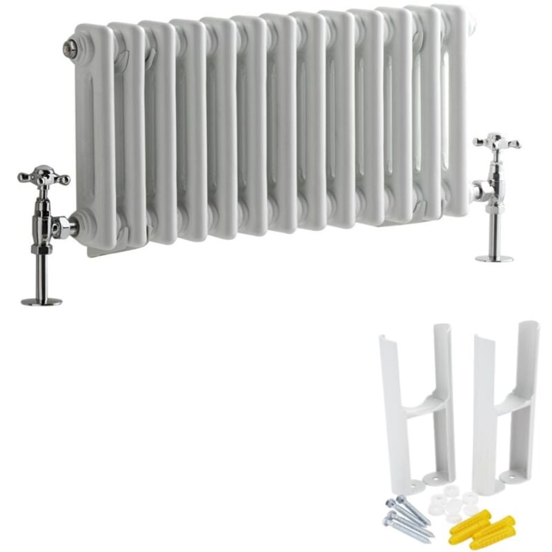 Hudson Reed - Windsor - Radiateur Rétro Horizontal Double Rang - Blanc - 30cm x 60.5cm