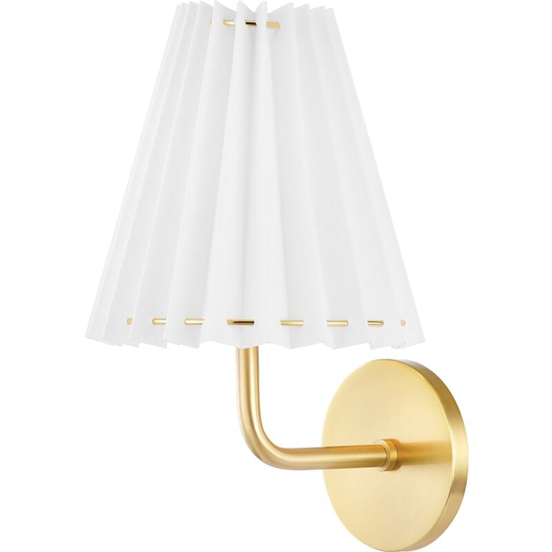 Demi Applique murale 1 lumière en laiton vieilli avec abat-jour - Hudson Valley