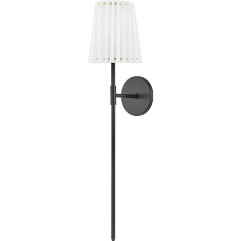 Hudson Valley Demi Applique murale à 1 lumière noir doux avec abat-jour blanc