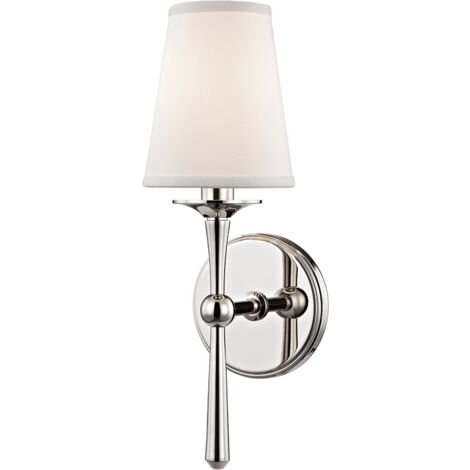 Hudson Valley Islip Applique murale à 1 ampoule, nickel poli avec abat-jour blanc cassé