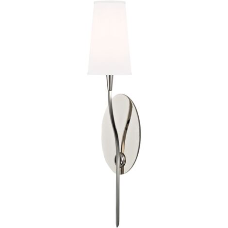 Hudson Valley Rutland Applique murale à 1 lumière, nickel poli avec abat-jour blanc