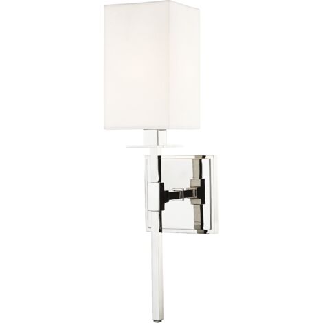 Hudson Valley Taunton Applique murale à 1 ampoule, nickel poli avec abat-jour blanc cassé