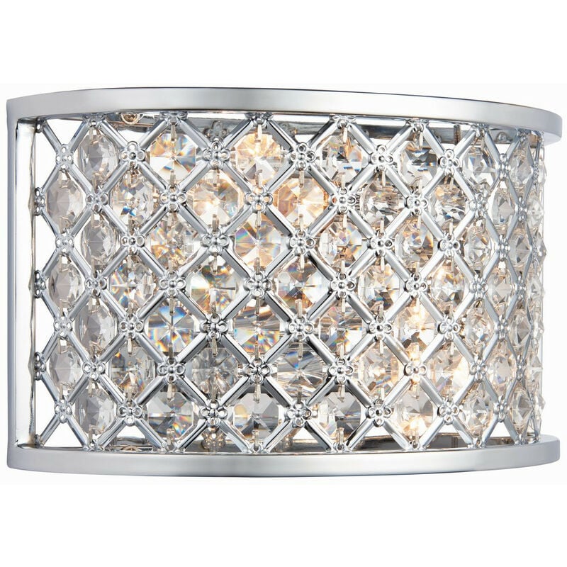 Endon - Hudson - 2 Light Indoor Wall Light Chrome with Crystal, E14