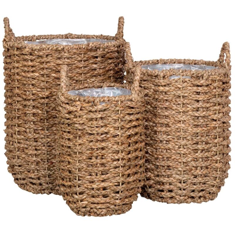 Ebuy24 - Lot de 3 cache-pots en jonc de mer naturel Ebuy24 - Lot de 3 cache-pots en jonc de mer naturel