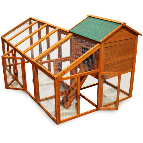 Hühnerhaus Hühnerstall aus Holz mit variablem Freilaufgehege und Nistplatz
