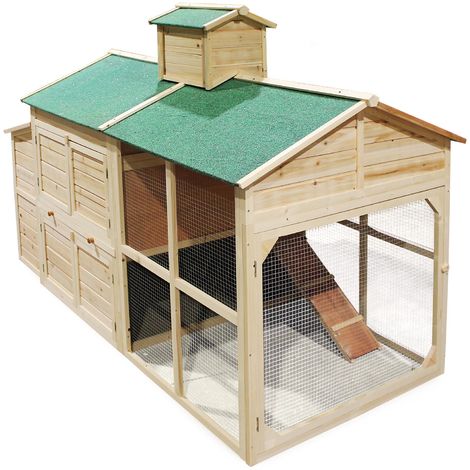 Hühnerstall Hühnerhaus aus Holz im Cottage Style mit Freilaufgehege und Nistplatz