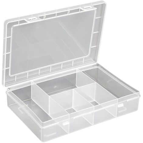 Hünersdorff Scatola di assortimento in PP Eco Mini con 5 scomparti, stabile scatola per viti e altri piccoli pezzi, divisorio fisso, trasparente