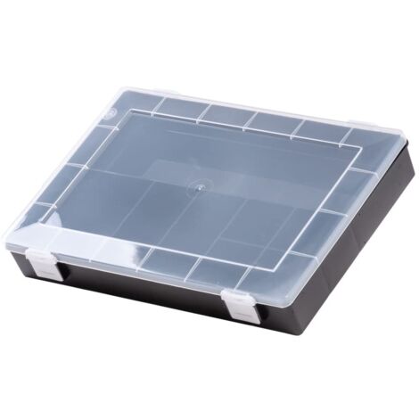 hünersdorff Scatola di assortimento (PP-Classic) con suddivisione fissa degli scomparti (8 scomparti), dimensioni cassetta di smistamento: D225 x L335 x H55 mm, Made in Germany, 611710, Nero