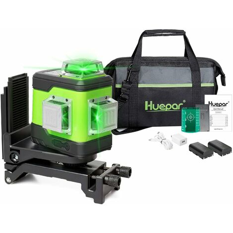 Huepar 503CG - Niveau laser 3D avec télécommande et étui rigide -3 lignes à 360 degrés